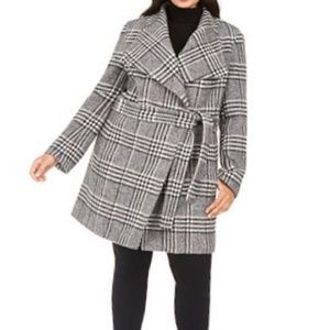Calvin Klein plus size plaid coat